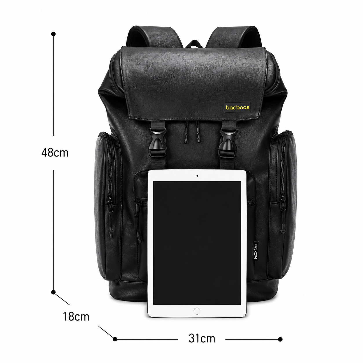 Bacbaas Waterproof Men’s Large Capacity Backpack - Black