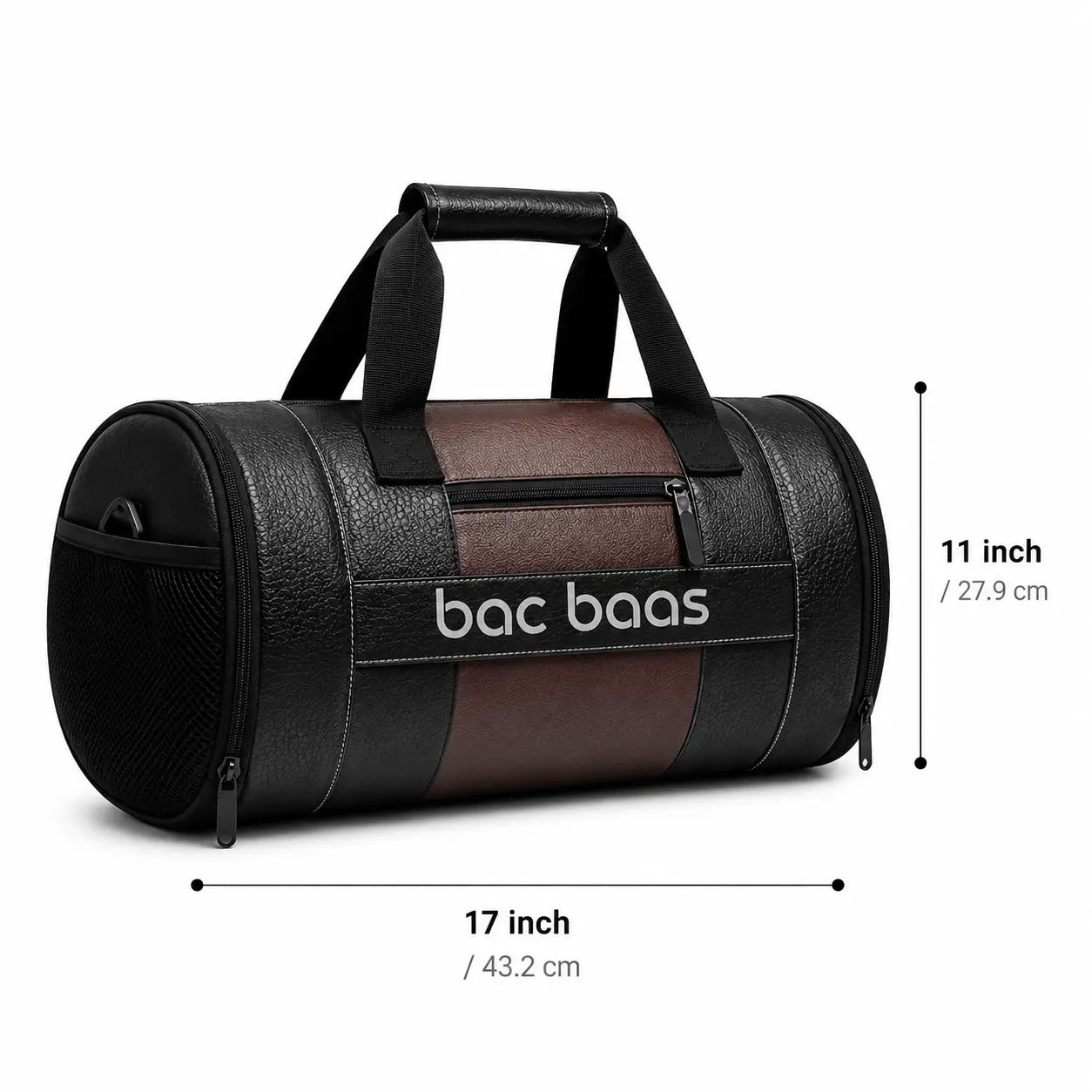 Bacbaas Gym Bag with Shoe Compartment | Premium PU Leather Sports Bag With Bottle
