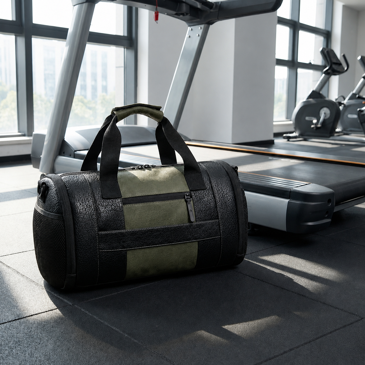 PU Gym Bag with Shoe Compartment Green