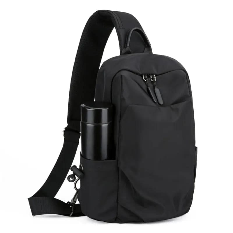 Men's Crossbody Sling Bag Black-0056 – Nylon Shoulder Bag 11.8