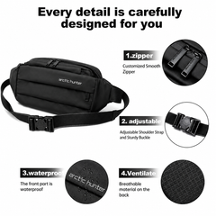 Bacbaas Crossbody Waist Belt Bag YB00029 – Unisex Chest Sling Bag 380g Oxford Polyester