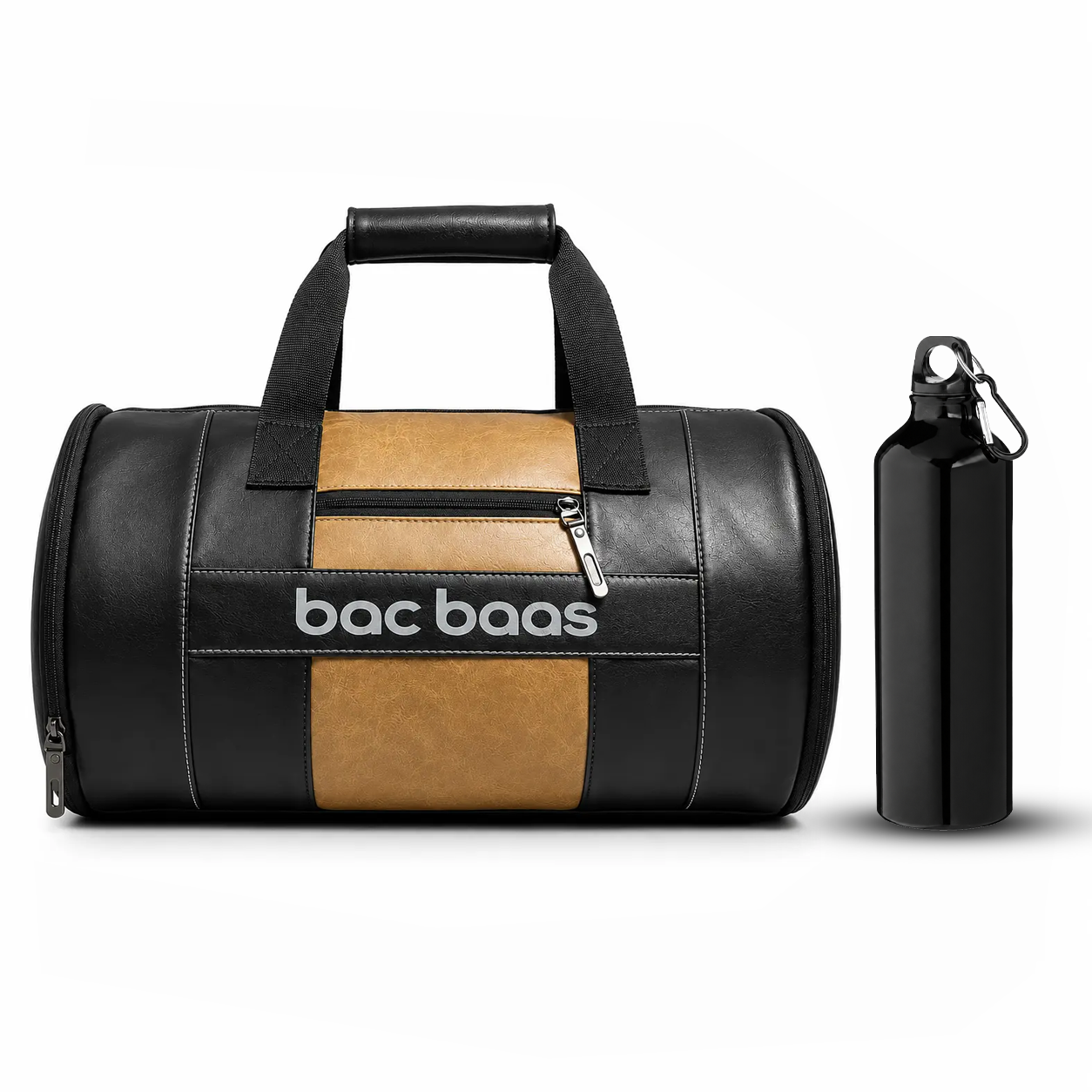 Bacbaas Gym Bag with Shoe Compartment | Premium PU Leather Sports Bag With Bottle