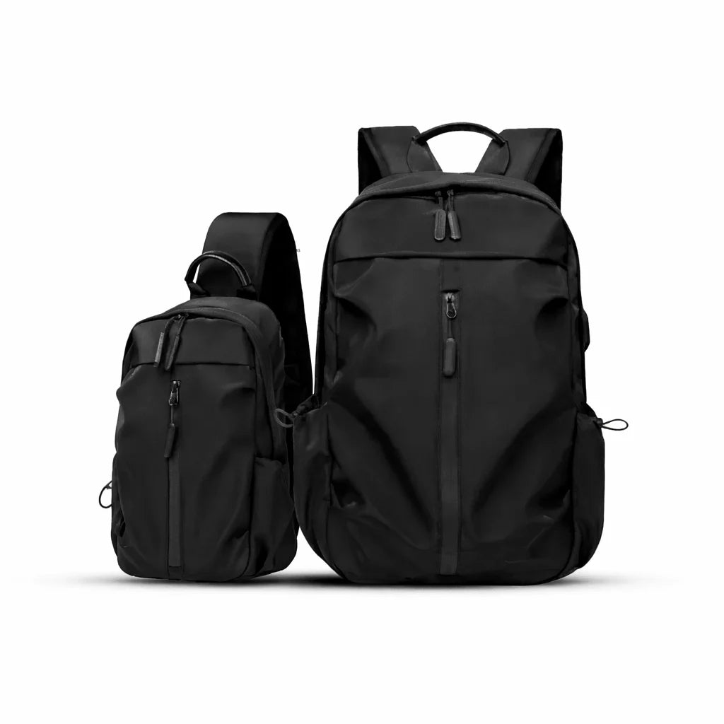 JackKevin Men's 2-in-1 Combo Set – Leather Backpack 20-35L & Theftproof Crossbody Bag Bundle Offer