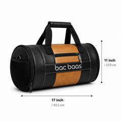 Bacbaas Gym Bag with Shoe Compartment | Premium PU Leather Sports Bag With Bottle