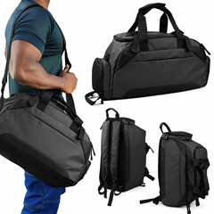 Water-Resistant Duffel Gym Bag 36L – Multi-Pocket Travel Bag with Shoe Compartment