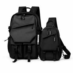 Zebra Fashion 2-in-1 Combo – 30L Black Backpack & Nylon Crossbody Sling Bag Bundle Offer