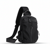 BB Men's Crossbody Sling Bag Black – Nylon Shoulder Bag 11.8" with Earphone Jack & Adjustable Strap