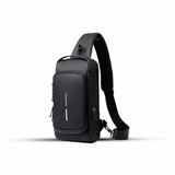 BacBaas Crossbody Fashion Bag Black – Artificial Leather Chest Biker Bag 32cm with Security Lock
