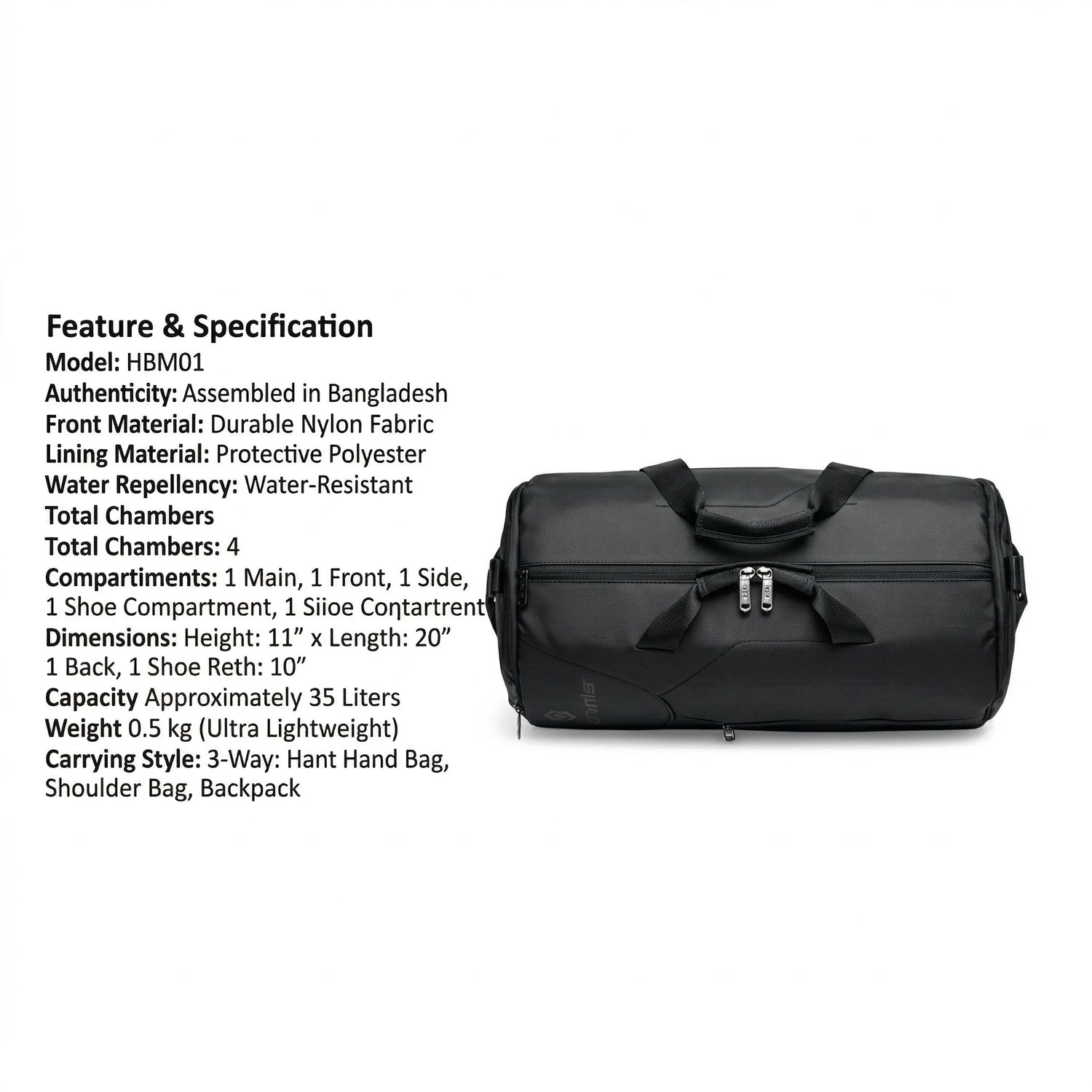 VersaCarry 3-in-1 Convertible Duffel Bag | Gym, Travel & Sports