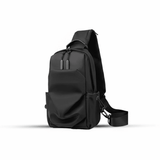Men's Crossbody Sling Bag Black-0056 – Nylon Shoulder Bag 11.8" with Earphone Jack & Adjustable Strap