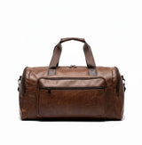 Water-Resistant PU Leather Travel Duffel Bag with long strap