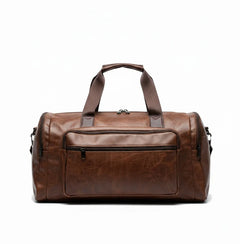 Water-Resistant PU Leather Travel Duffel Bag with long strap