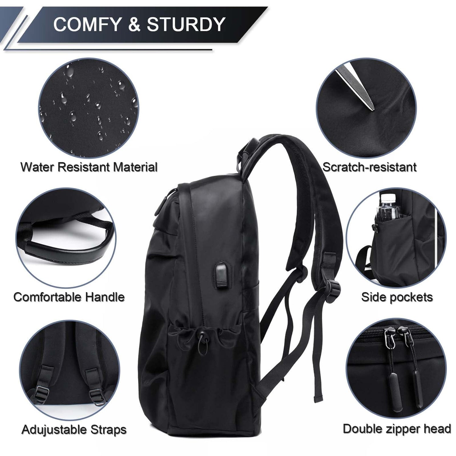 Premium Waterproof Soft Leather Backpack 18 Inch – Multi-Purpose School Office Travel Bag